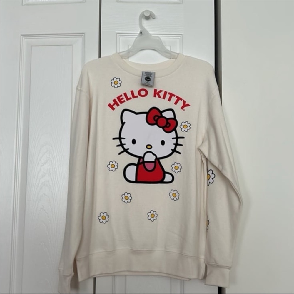 HELLO KITTY SANRIO LICENSED CREAM GRAPHIC SWEATSHIRT SIZE XSMALL DAISY